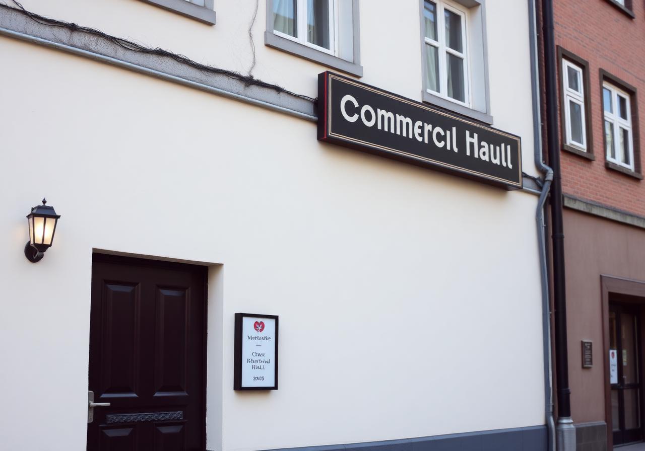 Außenansicht der ersten Gewerbehalle