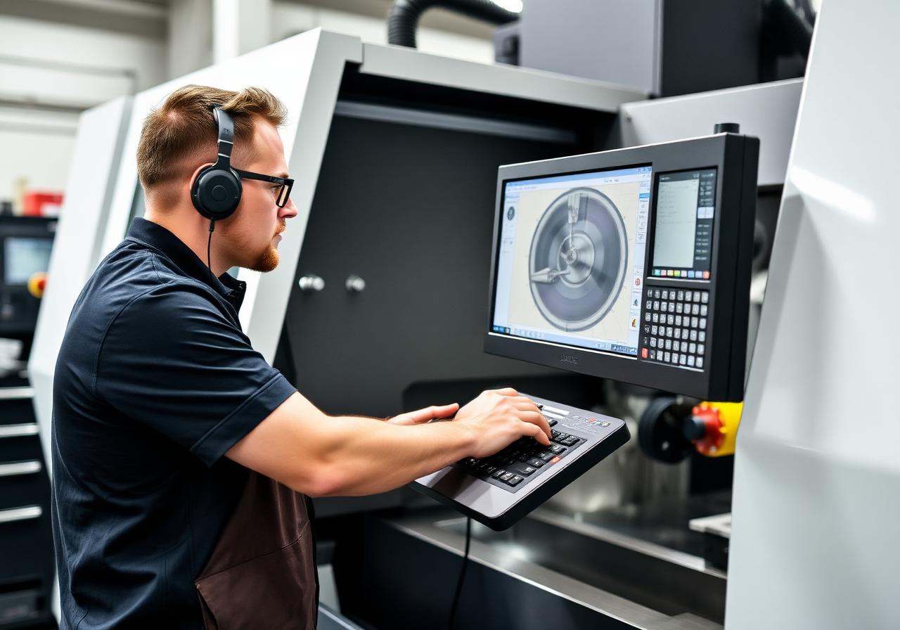 Bediener am Steuerpult der C650U beim Programmieren