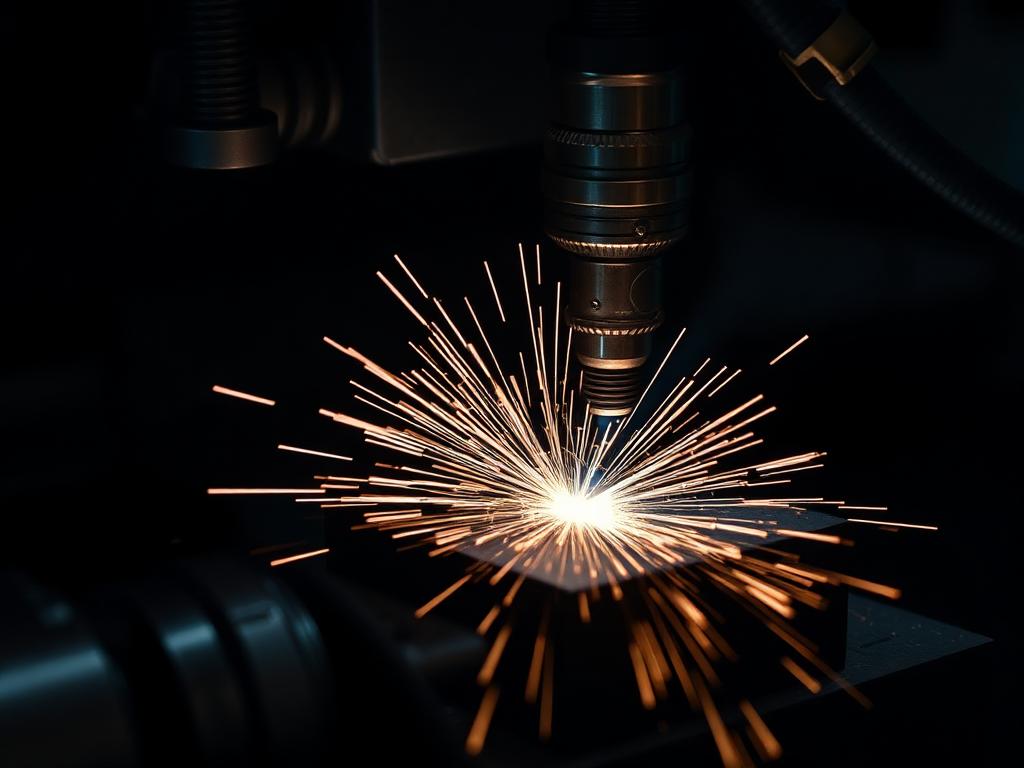 Senkerodiermaschine mit eingespannter Elektrode über dem Werkstück