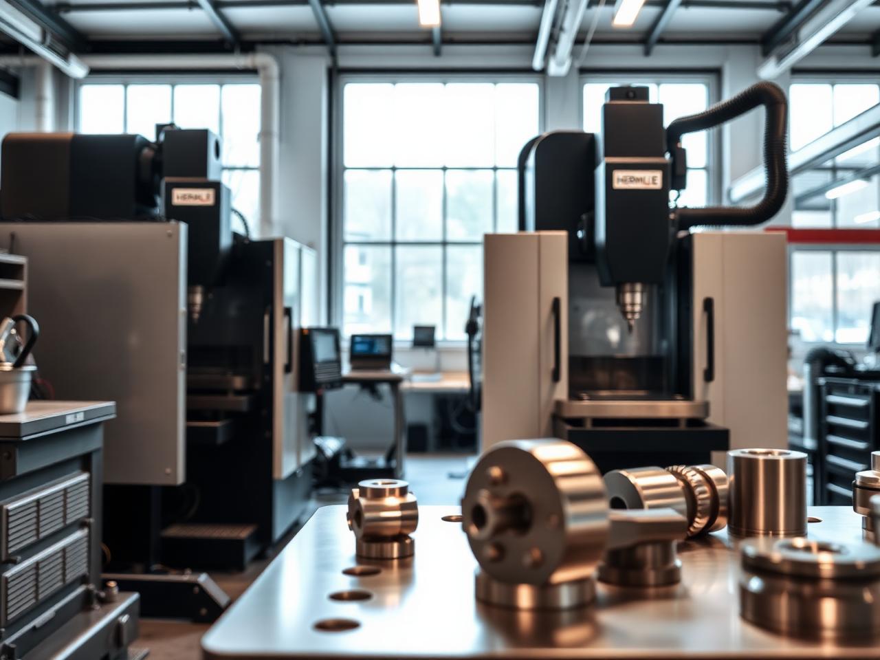 Blick in die Fertigungshalle mit modernen CNC-Fräsmaschinen